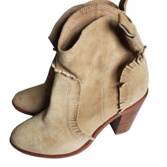 Joie Mathilde Suede Fringe Ankle Boots Size 7.5 - Picture 2 of 7